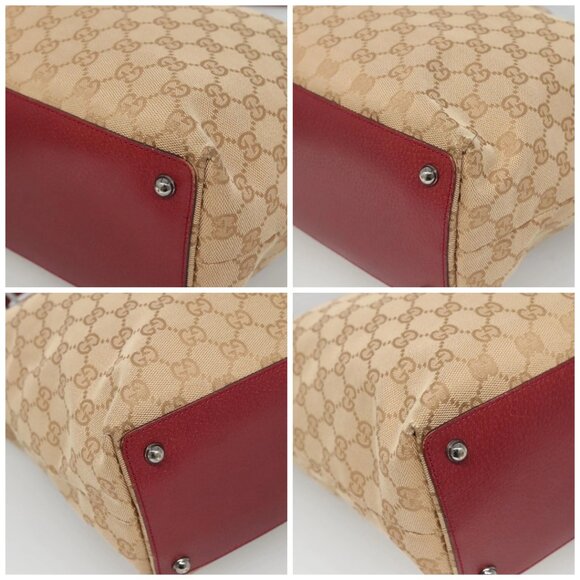 GUCCI GG Canvas Tote Bag Beige Silver 120836 Auth SW830 - Picture 14 of 16